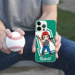 Personalised Multicolor Ball Sports Cartoon Character Phone Case for iPhone with Name and Initial Birthday Anniversary Gift for Ball Sports Lovers