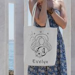 Personalizada Signo del Zodiaco Flor Lienzo Bolsa de tela reutilizable con nombre Esenciales de viaje Graduación Cumpleaños Regalo para Mujeres