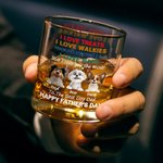 Personalisierte Happy Father's Day Whiskey Glas mit Namen und 1-4 Hunde Home Kitchen Decor Vatertag Geburtstag Geschenk für Hundehalter Weinliebhaber