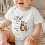 Personalizado lindo oso de dibujos animados zorro animal 100% algodón bebé body camiseta con nombre feliz 1er regalo del día del padre para el bebé papá
