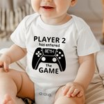 Personlig Level Up Gamepad 100% bomull Baby Bodysuit och T-shirt Set med namn och smeknamn Första fars dag Baby Shower Present till baby pappa