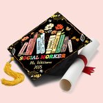 Personalized Social Worker Graduation Cap Topper Decoration with Name and Year BSW MSW Graduation Gift for Women Graduates