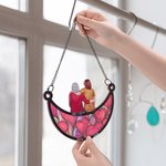 Personalisierter Cartoon Charakter Rückansicht Mond Sonnenfänger mit Namen Fensterdeko Hängende Haus Deko Muttertag Geburtstag Geschenk für Mama Oma