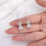 Personalised Birthstone Flower Highland Cow Earrings Dainty Jewellery Birthday Anniversary Gift for Women Highland Cow Lovers