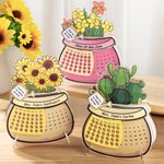 Personalised Sunflower Cactus Daffodil Pot Perpetual Calendar Acrylic Ornament with Texts Desktop Decor Teacher's Day Gift for Teachers Educators