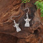 Personalised Birthstone Flower Highland Cow Earrings Dainty Jewellery Birthday Anniversary Gift for Women Highland Cow Lovers