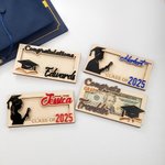 Personalized Graduates Silhouette Graduation Cap Scroll Wooden Money Holder with Name and Year Congratulation Graduation Gift for Schoolmates Friends