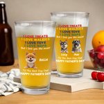 Personalized The Best Dog Dad 3D Cartoon Dog 16 oz Beer Glass with 1-4 Names Happy Father's Day Gift for Dad Dog Beer Lover