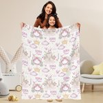 Personalised Cute Princess Castle Butterfly Soft Throw Blanket Swaddle and Knot Hat with Name Baby Shower Birthday Gift for Newborns