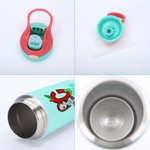 Personalized Cartoon Character Apple Pencil Initial 12 oz Insulated Kid Water Bottle with Name and Straw Back to School Birthday Gift for Boys Girls