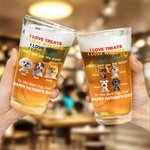 Personalized The Best Dog Dad 3D Cartoon Dog 16 oz Beer Glass with 1-4 Names Happy Father's Day Gift for Dad Dog Beer Lover