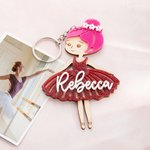 Henkilökohtainen Monivärinen Baletti Tyttö puinen akryyli avaimenperä nimi vuosipäivä syntymäpäivälahja baletti rakastaja ballerina