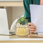 Personalised Sunflower Cactus Daffodil Pot Perpetual Calendar Acrylic Ornament with Texts Desktop Decor Teacher's Day Gift for Teachers Educators