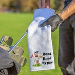 Henkilökohtainen hauska sarjakuva Golf Player Face Photo imukykyinen vohveli Sport pyyhe nimi otsikko roikkuu Clip harjoitus syntymäpäivälahja Golf Loverille