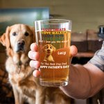 Personalized The Best Dog Dad 3D Cartoon Dog 16 oz Beer Glass with 1-4 Names Happy Father's Day Gift for Dad Dog Beer Lover