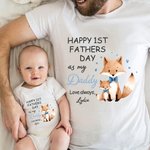 Personalizado lindo oso de dibujos animados zorro animal 100% algodón bebé body camiseta con nombre feliz 1er regalo del día del padre para el bebé papá