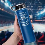Personalized Hockey Jersey and Hockey Stick Design Insulated Water Bottle with Laser Engraved Name and Number Birthday Gift for Hockey Lovers Players