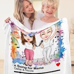 Personnalisé Cartoon Character Music Player Soft Throw Blanket with Name Home Decor Birthday Gift for Music Lovers Friends