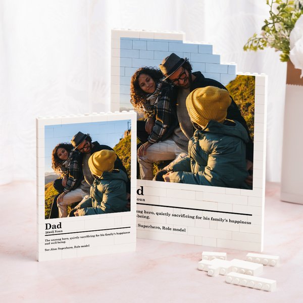Personalized Dad Photo ABS Building Brick Puzzles with Text Father's Day Birthday Anniversary Gift for Dad Grandpa