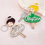 Henkilökohtainen Monivärinen Baletti Tyttö puinen akryyli avaimenperä nimi vuosipäivä syntymäpäivälahja baletti rakastaja ballerina