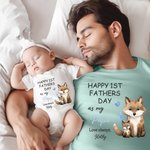 Personalizado lindo oso de dibujos animados zorro animal 100% algodón bebé body camiseta con nombre feliz 1er regalo del día del padre para el bebé papá