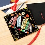 Personalized Social Worker Graduation Cap Topper Decoration with Name and Year BSW MSW Graduation Gift for Women Graduates