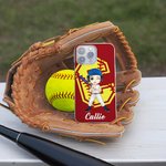Personalised Multicolor Ball Sports Cartoon Character Phone Case for iPhone with Name and Initial Birthday Anniversary Gift for Ball Sports Lovers