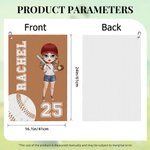 Personalized Softball Baseball Female Cartoon Character Waffle Sports Towel with Name Game Day Birthday Gift for Ball Lovers