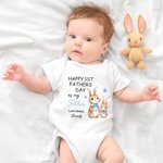 Personalizado lindo oso de dibujos animados zorro animal 100% algodón bebé body camiseta con nombre feliz 1er regalo del día del padre para el bebé papá