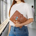 Personalized Cartoon Character Stethoscope Bow Birth Flower Name A5 PU Leather Notebook Cover with Storage Pocket Birthday Gift for Medical Staff