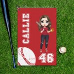 Personalized Softball Baseball Female Cartoon Character Waffle Sports Towel with Name Game Day Birthday Gift for Ball Lovers