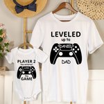 Personlig Level Up Gamepad 100% bomull Baby Bodysuit och T-shirt Set med namn och smeknamn Första fars dag Baby Shower Present till baby pappa