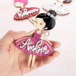 Henkilökohtainen Monivärinen Baletti Tyttö puinen akryyli avaimenperä nimi vuosipäivä syntymäpäivälahja baletti rakastaja ballerina