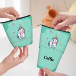 Astuccio telescopico personalizzato con nome motivo dell'unicorno dinosauro o mostro portapenne matita scuola cancelleria regalo per bambini