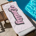 Personlig Retro Stripe Quick Dry Oversized Beach Handduk med namn Resa Essential Beach Party Födelsedagspresent för vänner familj