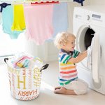 Personalized Initial Name Large Capacity Laundry Storage Basket with Handle for Bathroom Nursery Gift for Family Kids