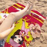 Personalizzato Ink Splash Baseball Cartoon Character Quick Dry Microfiber Beach Towel with Name Number Game Day Birthday Gift for Baseball Lover