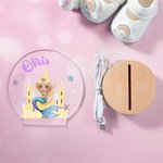 Personalised Fantasy Mermaid Princess Acrylic LED Night Light with Wooden Base and Name Birthday Children's Day Gift for Girls Daughters