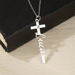 Henkilökohtainen Hieno Birthstone Cross kaulakoru nimi Uskonnollinen Naiset Korut Syntymäpäivä Vuosipäivä Kaste lahja kristillinen