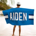 Gepersonaliseerde Monogram Streep Oversized Sneldrogende Microvezel Strandhanddoek met Naam Zomer Reisvakantie Essentials Verjaardagscadeau voor Haar
