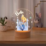 Personalised Fantasy Mermaid Princess Acrylic LED Night Light with Wooden Base and Name Birthday Children's Day Gift for Girls Daughters
