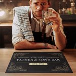 Personalised Retro Leaves Bar Mat Coaster Bottle Opener with Text and Year Home Bar Accessories Opening Birthday Gift for Bartender Cocktail Lover