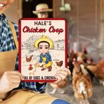Personalisierte Cartoon Charakter Huhn Ente Coop Bauernhof Metallschild mit Namen Bauernhof Zubehör im Freien Dekor Geburtstagsgeschenk für Familie Landwirt Züchter