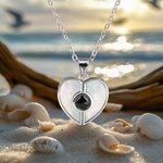 Collar de conchas naturales en forma de corazón con proyección de foto personalizada Cumpleaños San Valentín Aniversario Regalo para ella