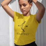 Gepersonaliseerd Multicolor Zodiac Sign Flower Puur Katoenen T-shirt met Naam Dagelijks Thuis Uitje Verjaardagscadeau voor Vrouwen Mannen