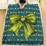 Personalized Baseball Softball Bow Soft Throw Blanket with Name Home Decor Birthday Gift for Ball Sports Lovers