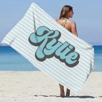 Personlig Retro Stripe Quick Dry Oversized Beach Handduk med namn Resa Essential Beach Party Födelsedagspresent för vänner familj