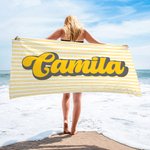 Personlig Retro Stripe Quick Dry Oversized Beach Handduk med namn Resa Essential Beach Party Födelsedagspresent för vänner familj