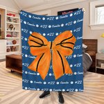 Personalized Baseball Softball Bow Soft Throw Blanket with Name Home Decor Birthday Gift for Ball Sports Lovers