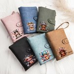 Personlig söt Highland Cow PU läder namn Tri-Fold plånbok med korthållare och armband Födelsedagspresent för Highland Cow älskare